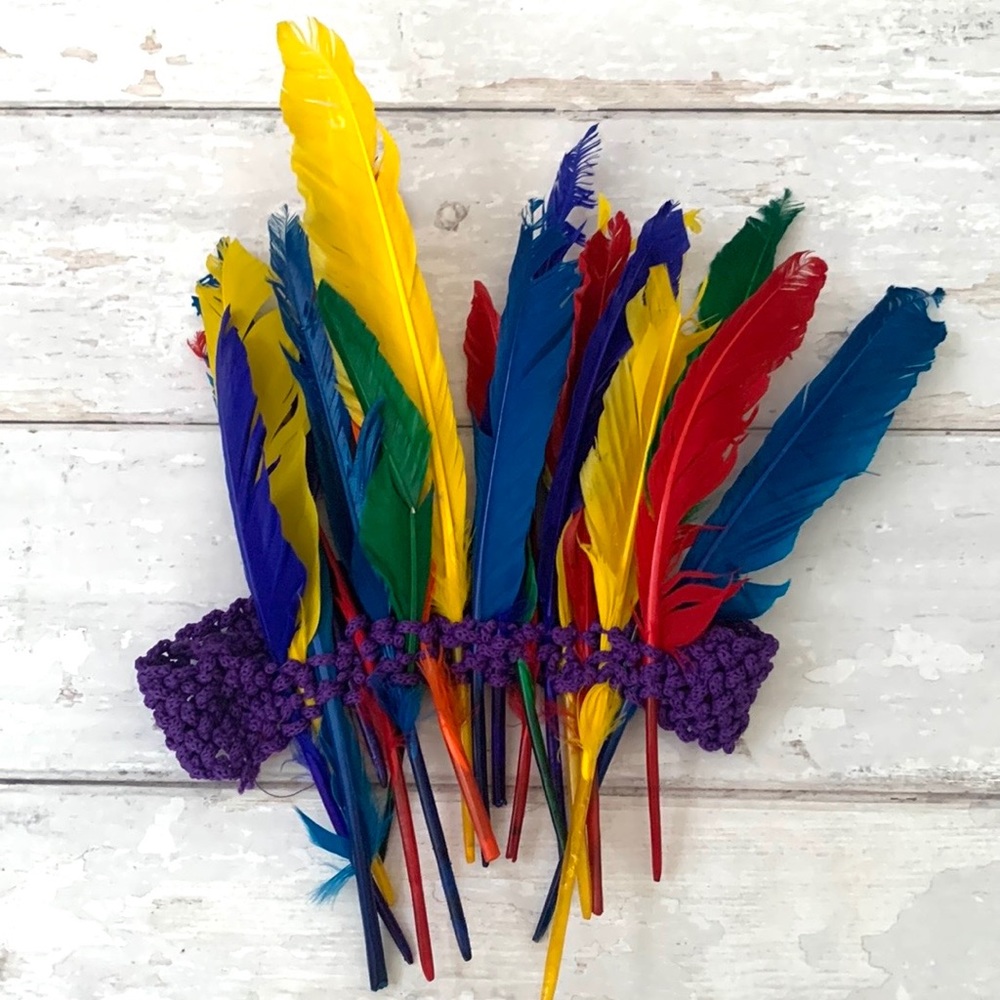 Kids Rainbow Feather Headdress Thanksgiving Halloween Costume Boys Girls
